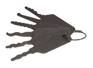 Jiggler-set 6-dlg in opbergetui — overzicht van alle bladprofielen.